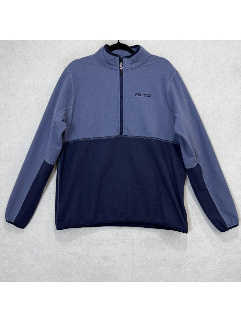 Marmot Pullover Mens XL Blue Fleece 1/4 Zip Mock Neck Hiking Outdoor Layer